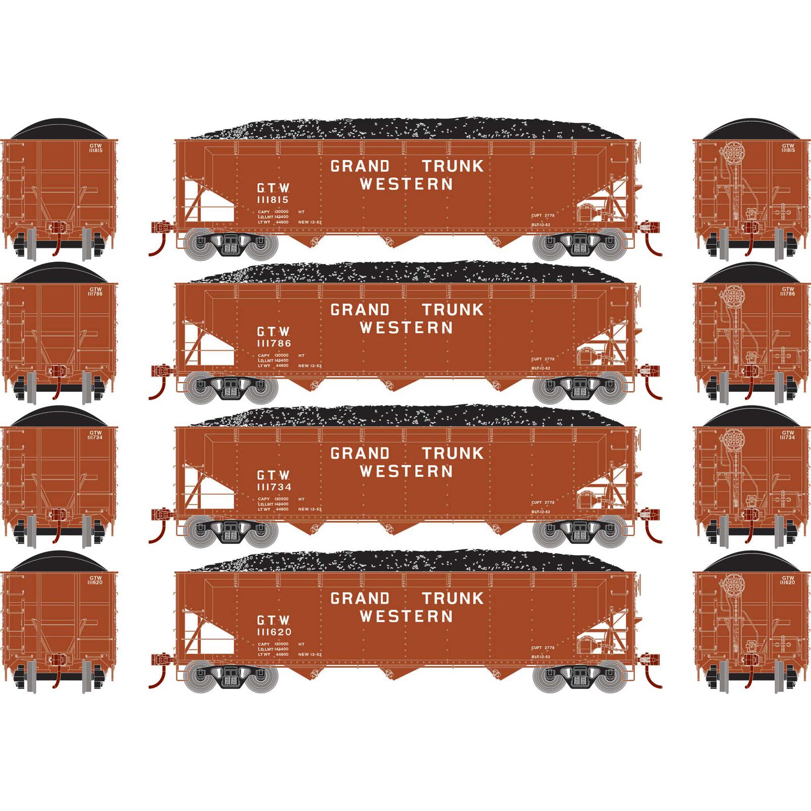 HO 40' Offset Coal Hopper with Load, GTW #1 (4)