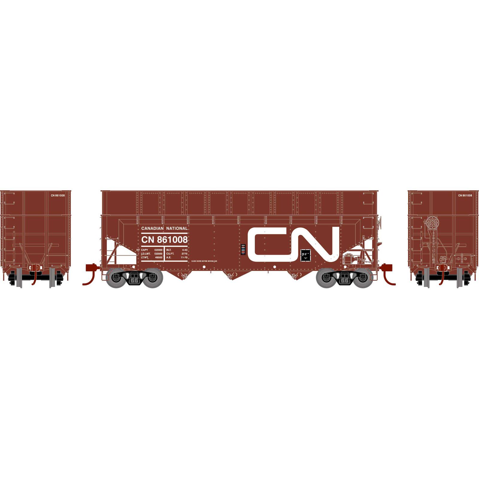 HO 40' Wood Chip Hopper with Load, CN #861008