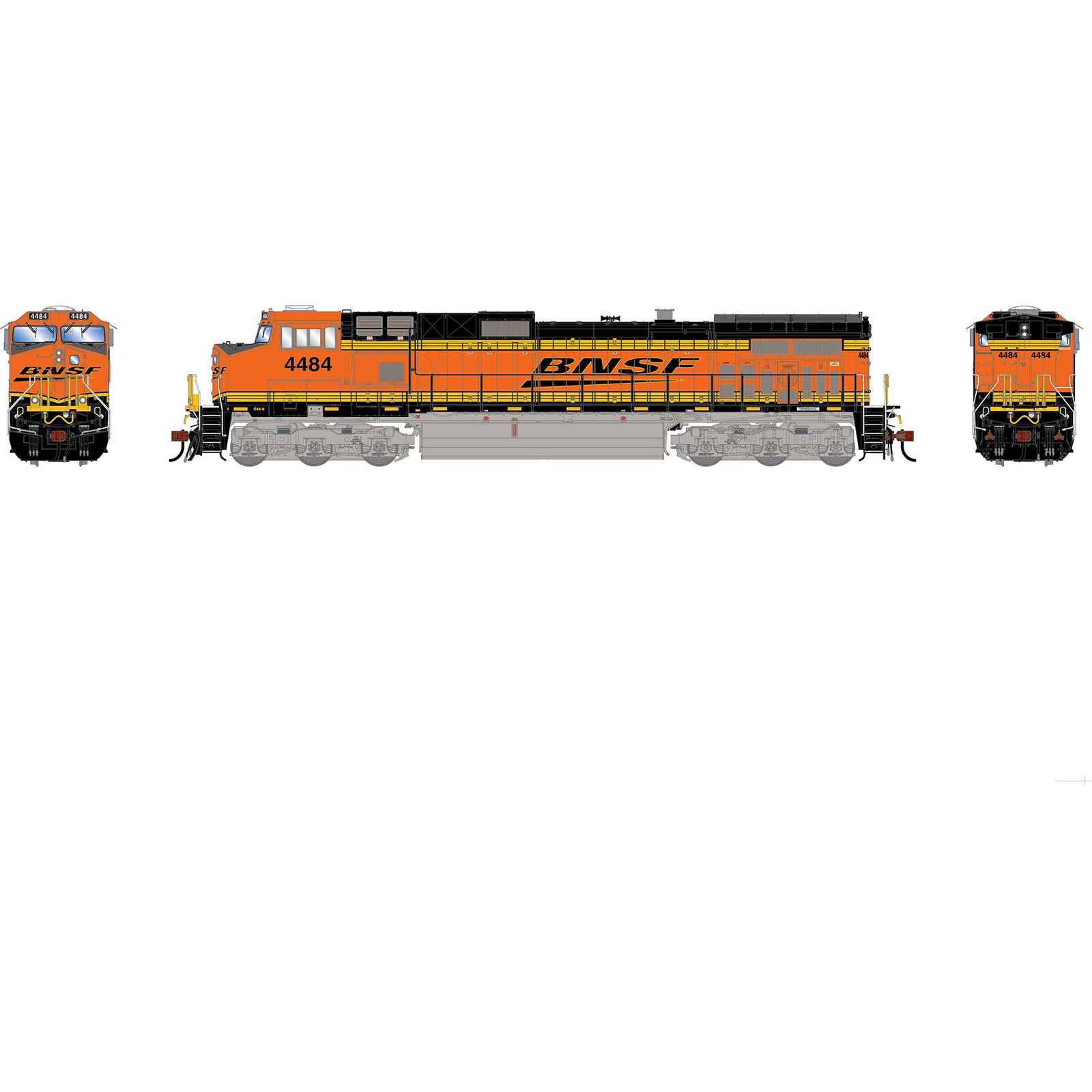 HO GE Dash 9-44CW Locomotive with DCC & Sound, BNSF Wedge #4484