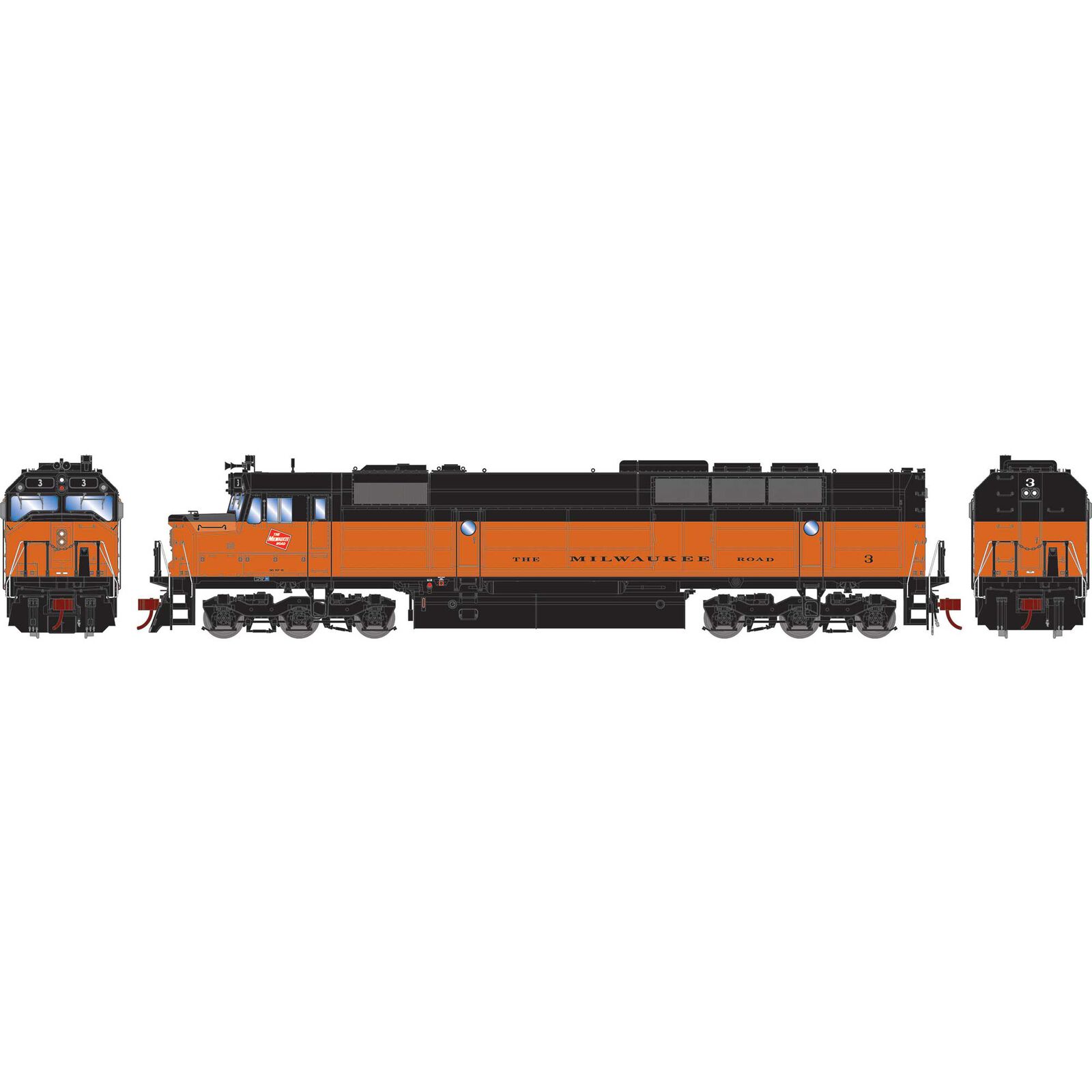 HO FP45 Locomotive with DCC & Sound, MILW #3