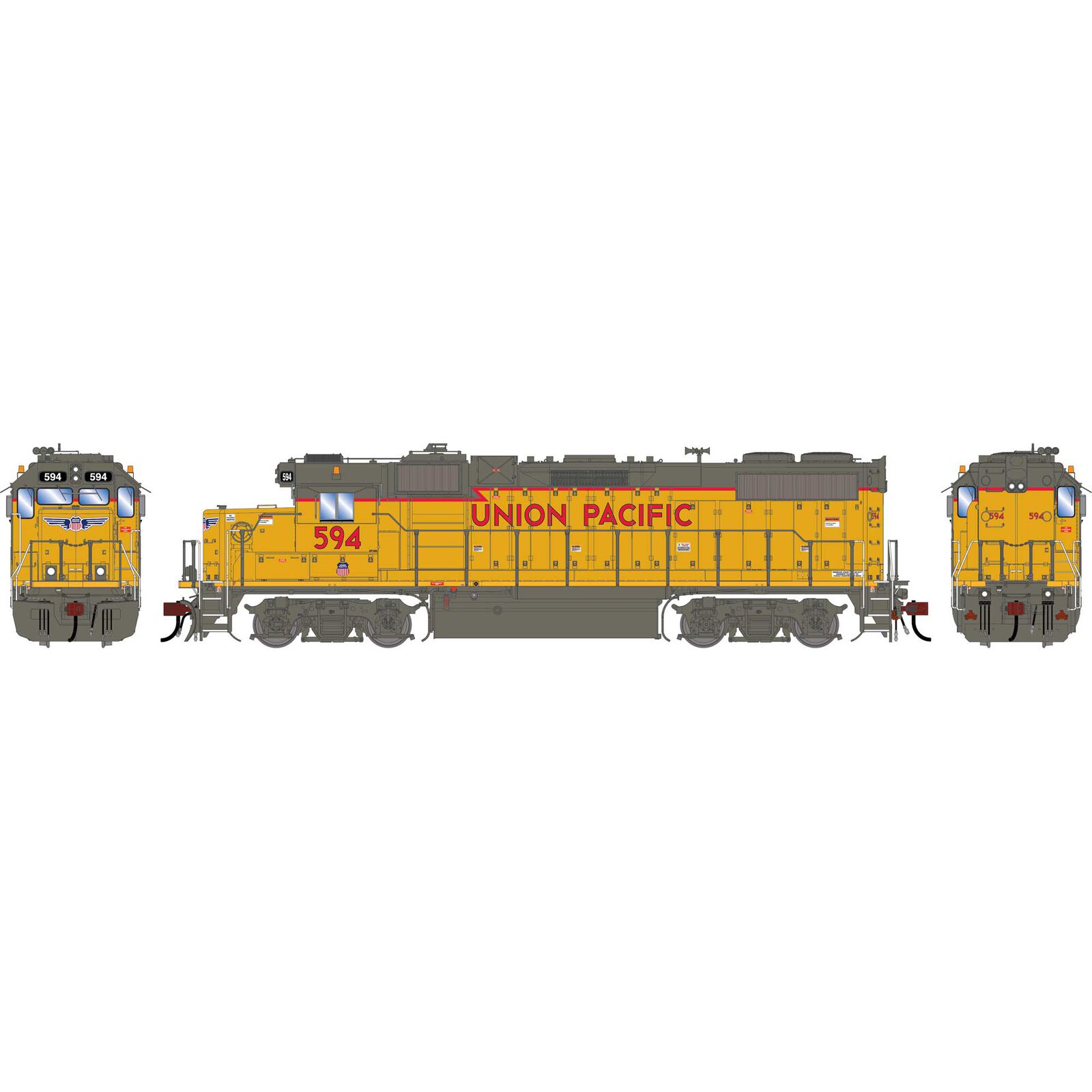 HO GEN GP38-2 Locomotive w/DCC & Sound, UP 'Baby Wings/Yellow Sill' #594
