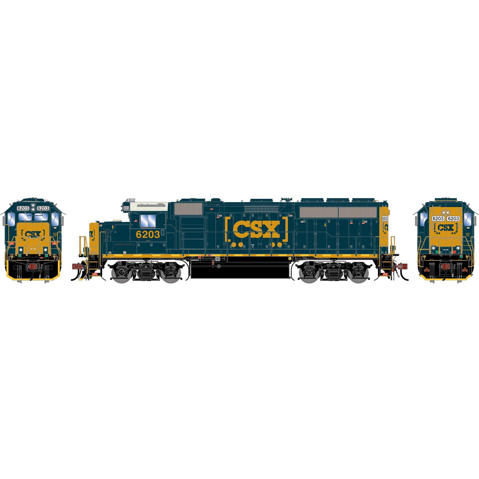 HO GP40-2 Locomotive with DCC & Sound, CSXT 'Boxcar Logo' #6203