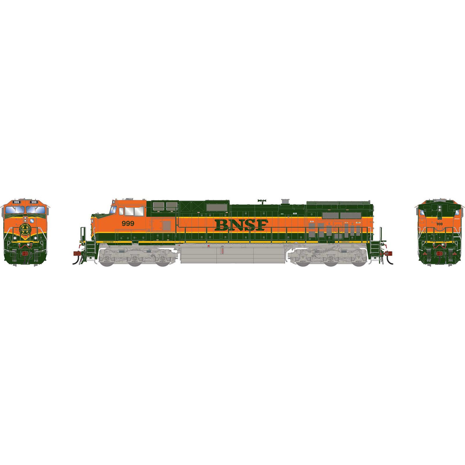 HO GE Dash 9-44CW Locomotive with DCC & Sound, BNSF Heritage I #999