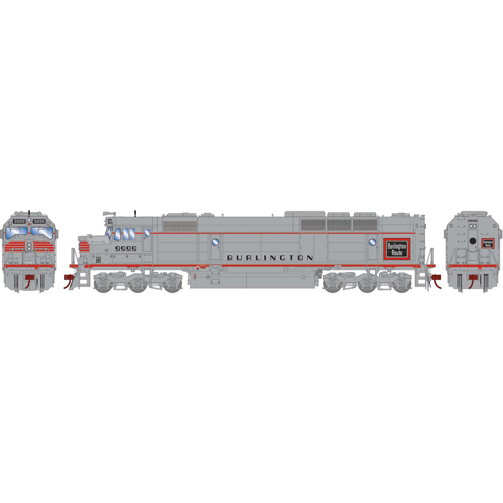 HO FP45 Locomotive with DCC &Sound, CB&Q #9999