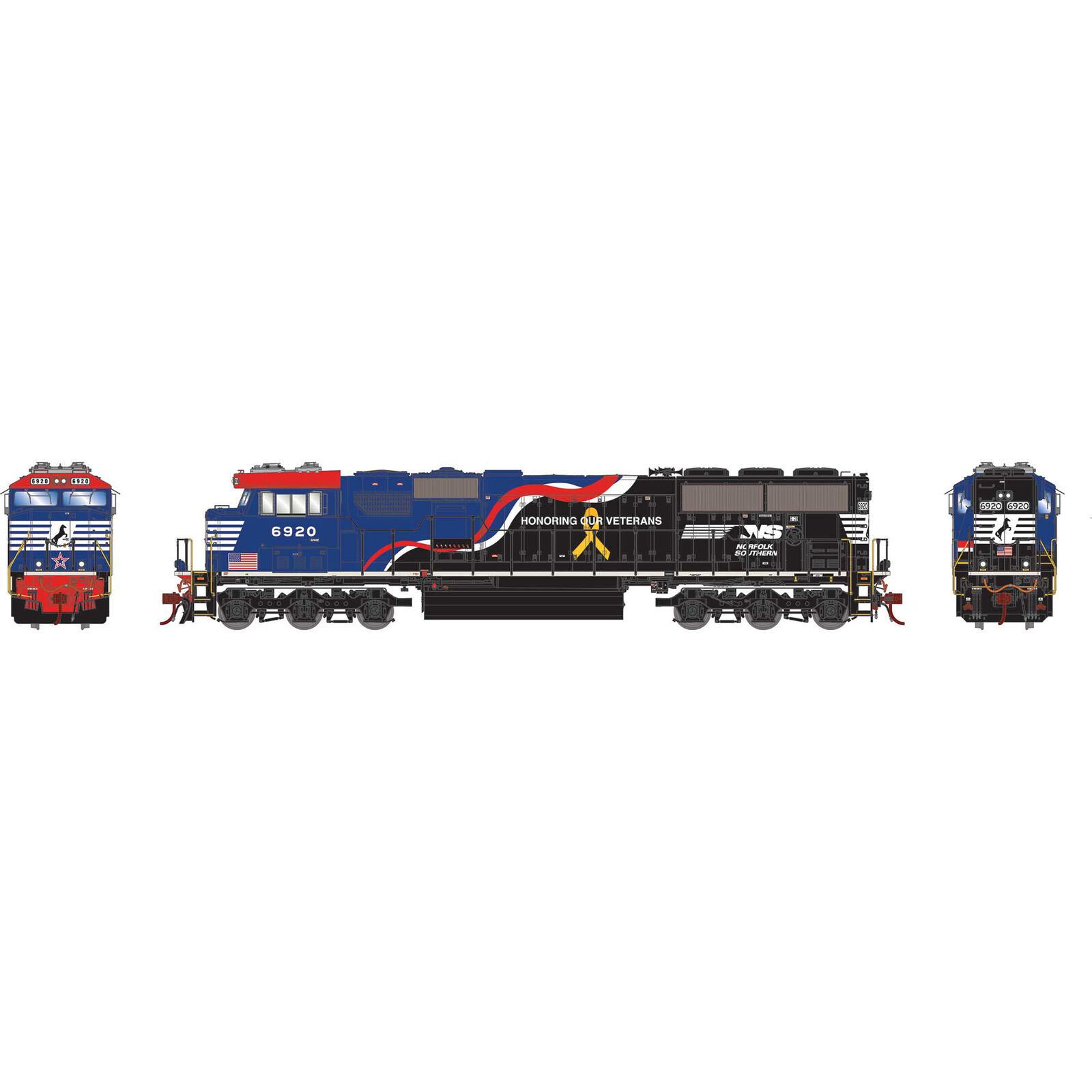 HO SD60E Locomotive with DCC & Sound, NS/Veterans #6920