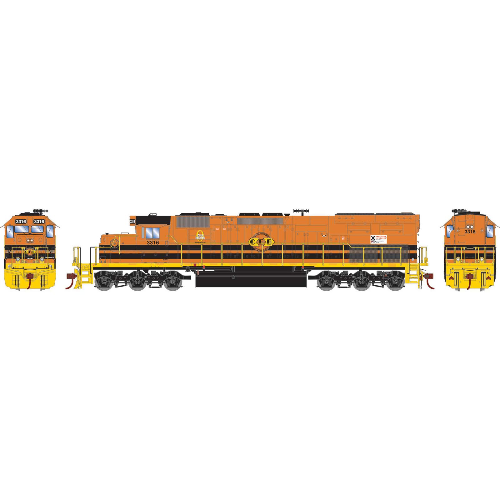 HO SD40T-2 Locomotive with DCC & Sound, CFE #3316