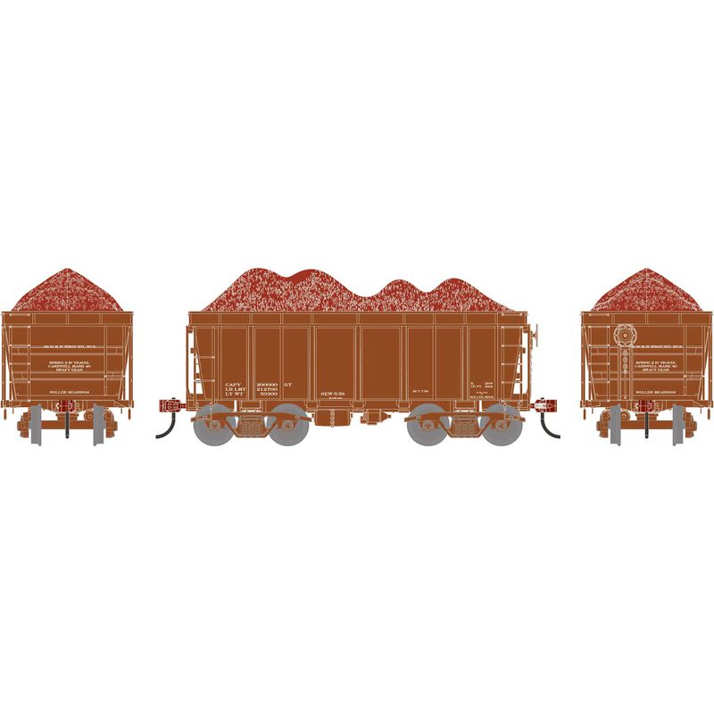 HO 26' PC&F Ore Car Tight-Bottom High Side with Load, Data Only Brown