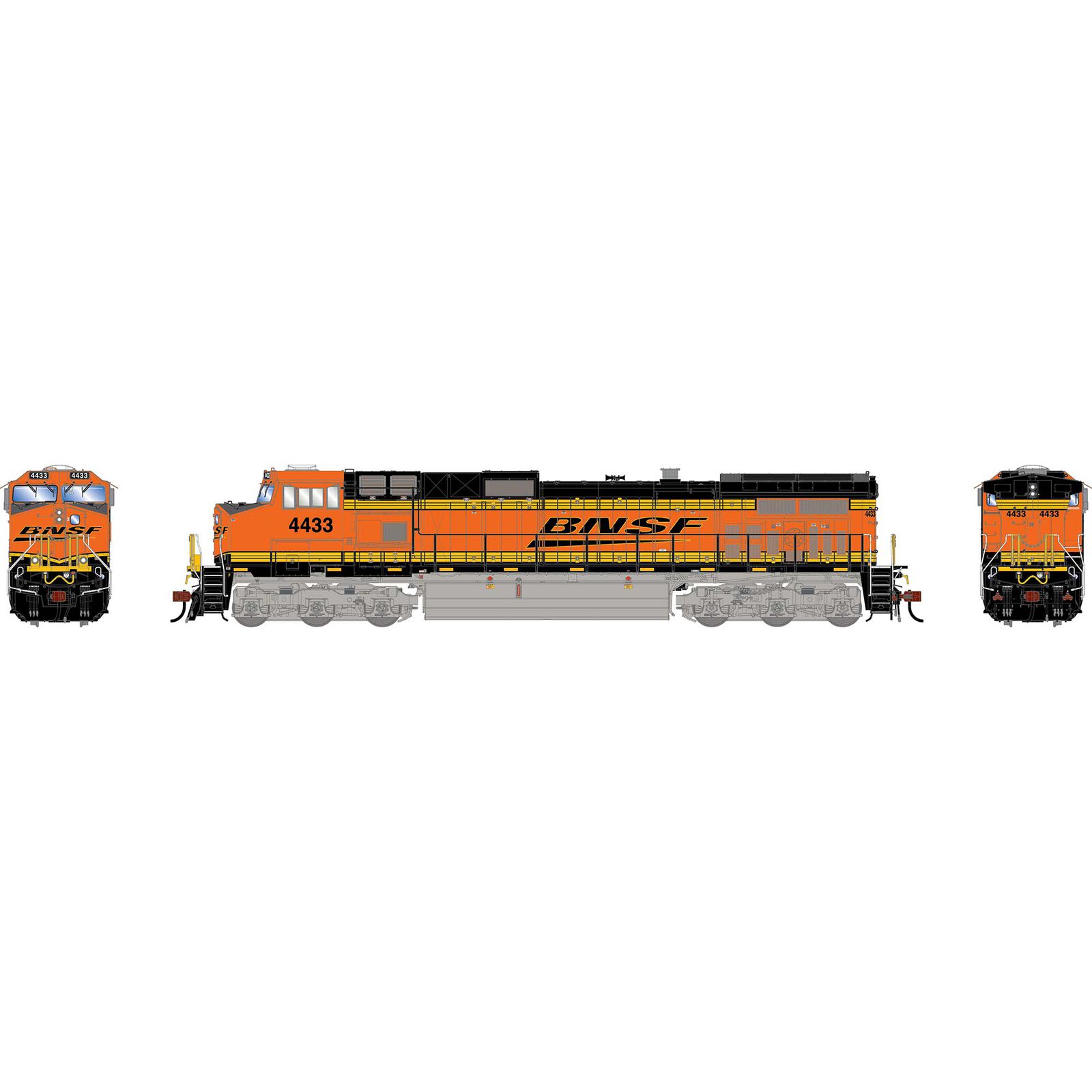 HO GE Dash 9-44CW Locomotive with DCC & Sound, BNSF Wedge  #4433