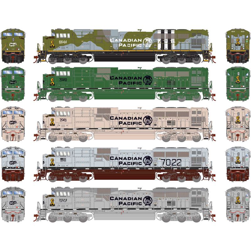 HO GEN EMD SD70ACU Locomotive with DCC & Sound, CP Military Tribute Set 6644/7020/7021/7022/7023 (5)