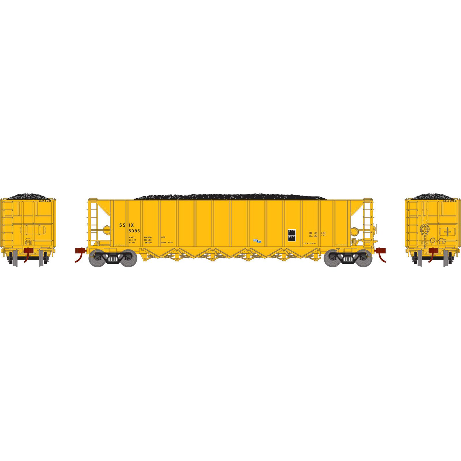 HO Ortner 5-Bay Rapid / / / Discharge Train (5) 5099 5101 | SSIX / #5091 Hopper, Athearn 5094 5098 Model