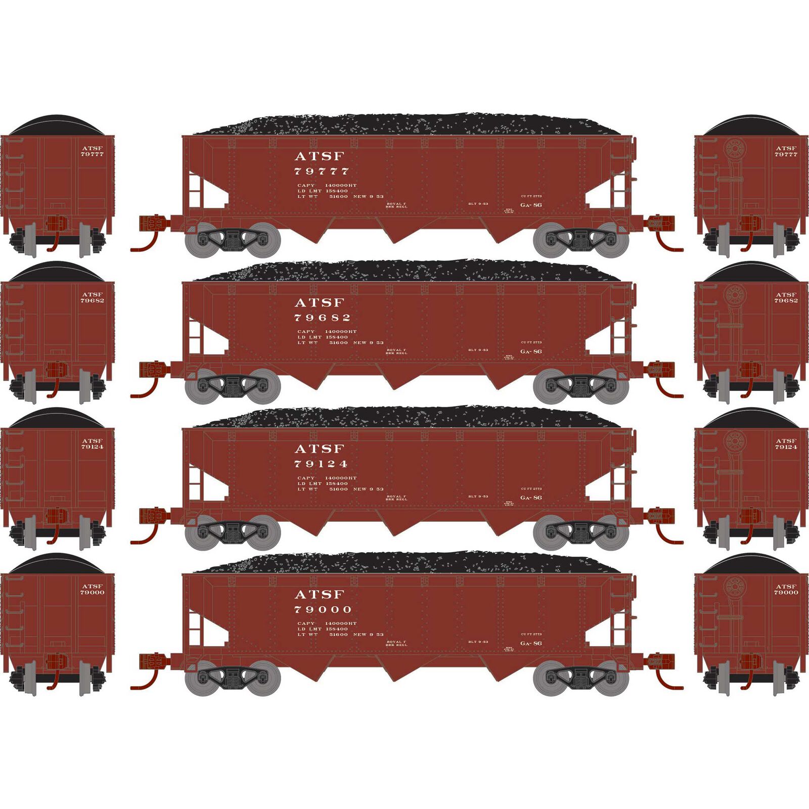 N 40' Offset Coal Hopper with Load, ATSF #2 (4)