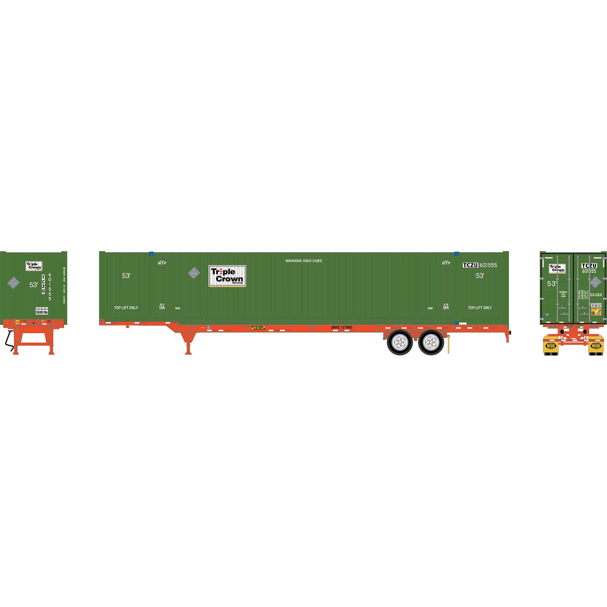 Athearn 53ft Chassis with Jindo Container